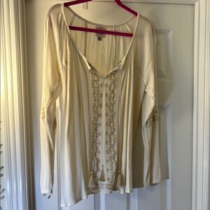 Elegant Cream Embroidered Women's Top